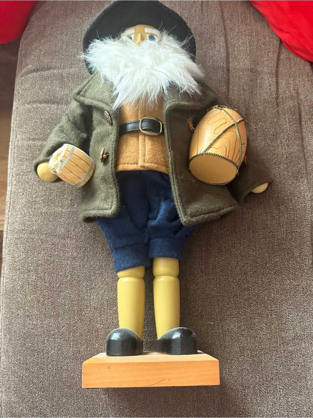 Vintage Wooden German Beer Barrel Nutcracker Holiday Christmas Decor